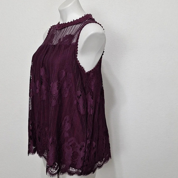 Taylor & Sage Whimsygoth Mesh Witchy Embroidered Lace Babydoll Purple Top Size L - Picture 5 of 10